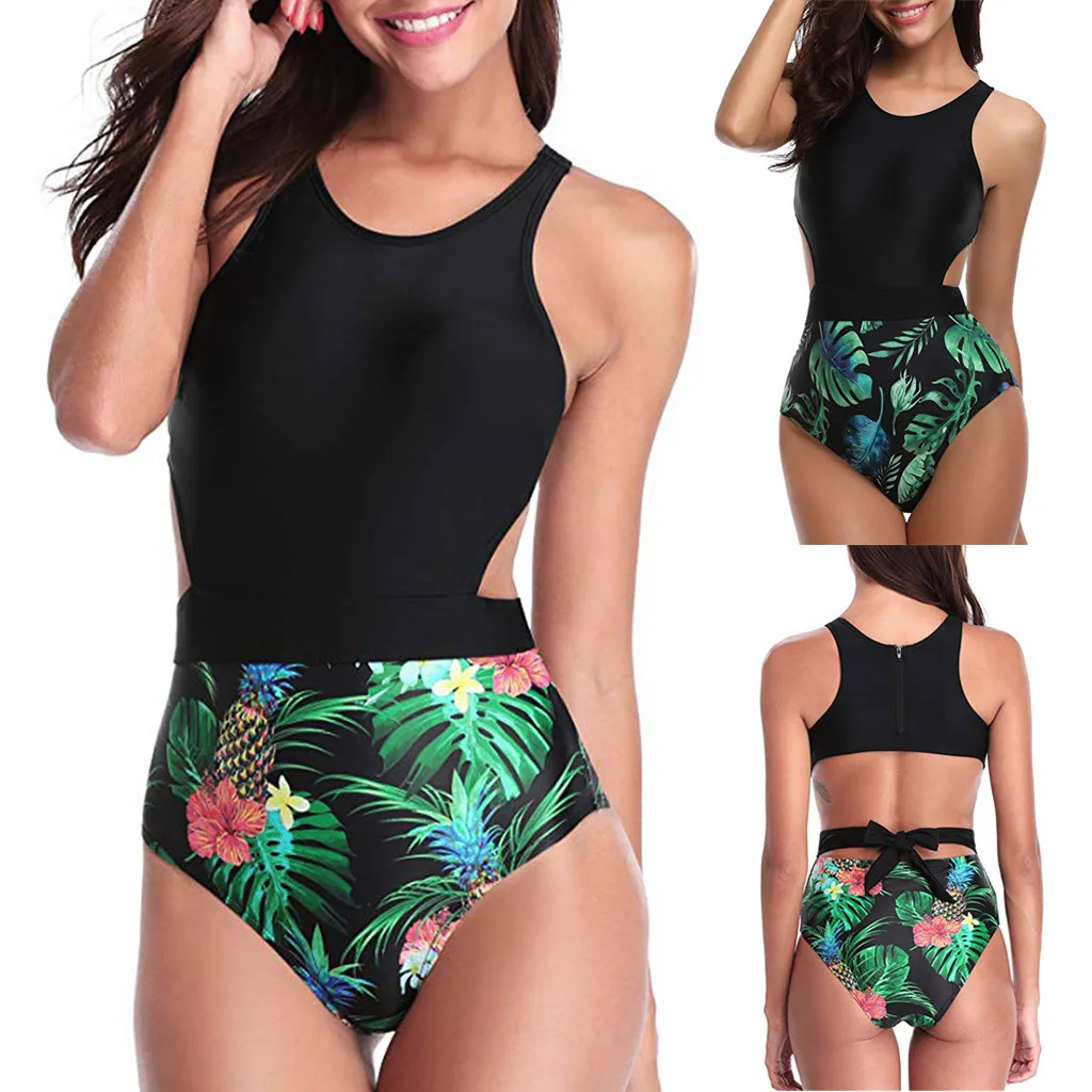 Женский цельный купальник SAGACE с высокой горловиной и открытой спиной монокини