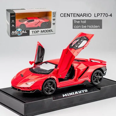 Red With Box Горячая LP770 1:32 RC автомобиль сплав спортивная модель автомобиля звук светильник супер гоночный автомобиль задний откидной обода сплавочных колес игрушки для детей - Цвет: Red With Box