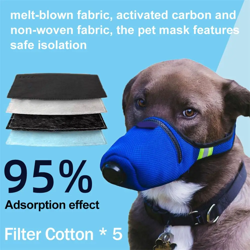 Синяя Маска для питомца собаки Анти туман дышащая маска Защита от пыли
