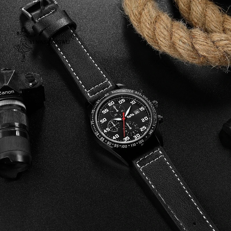 

Classic Luxury Fashion Business Men's Watch Stainless Steel Three-eye Multifunctional Watch Calendar Waterproof Quartz Watch