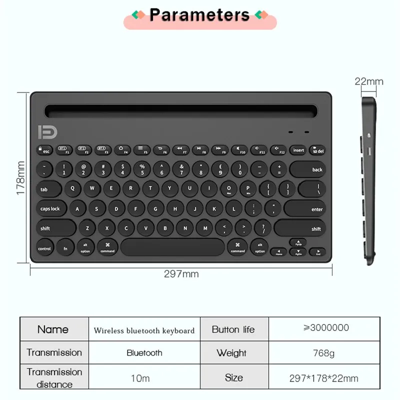 Беспроводная Bluetooth клавиатура с держателем складная беспроводная для IOS Android Ipad