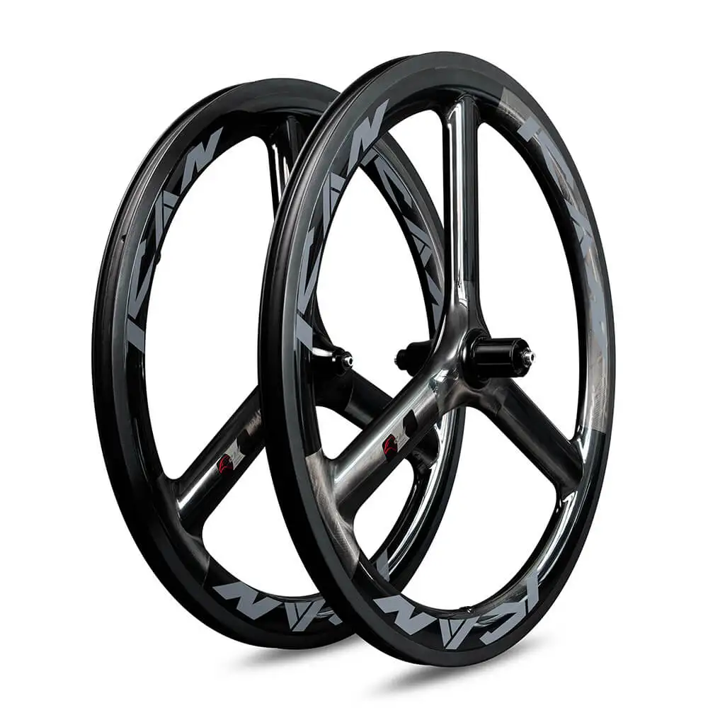 Billig 24 Zoll UD Glänzend 11speed Carbon BMX Fahrrad Rad 40mm 25mm 520 Carbon Tri-speichen 3 Speichen Laufradsatz Für Faltrad