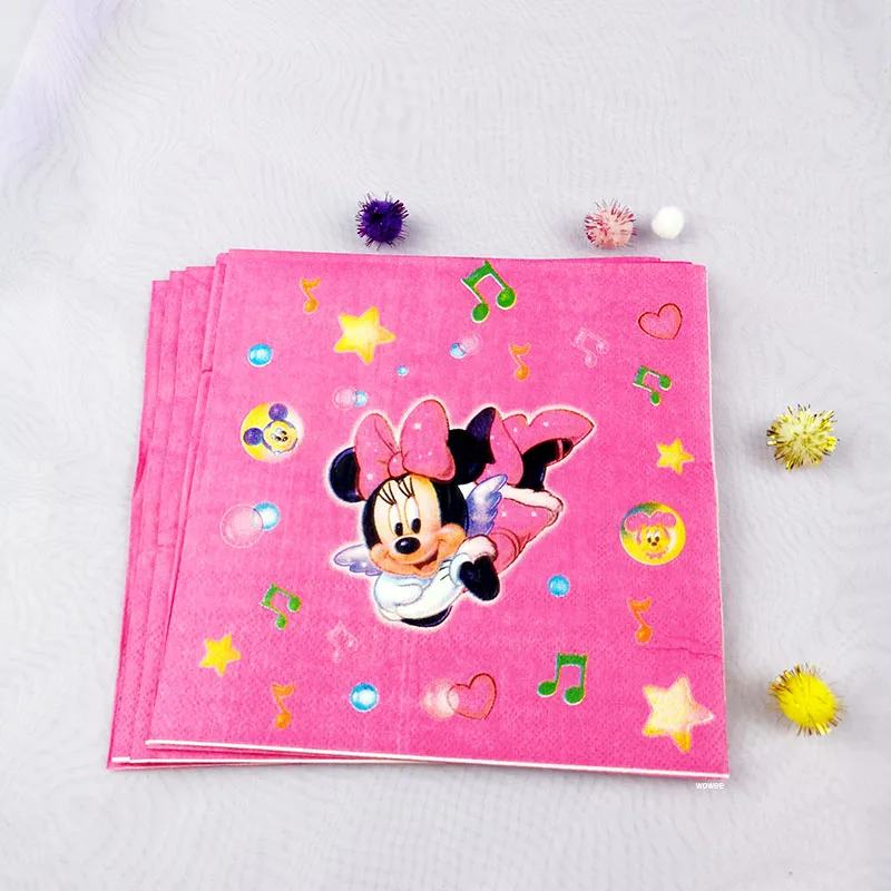 6pcs napkin Вечерние скатерти с Минни Маус, чашка с флагом, украшение для дня рождения, Детские вечерние принадлежности - Цвет: 6pcs napkin
