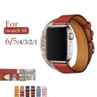 Двойной тур из натуральной кожи петля браслет для наручных часов Apple Watch SE 6 5 4 полоса 38, 42 мм, ремешок для наручных часов IWatch, 44 мм 40 мм 6 5 4 браслет