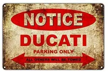 

Announcement Ducati Signage Metal Tin Sign Signage Decoration Retro Cafe Wall Tavern Dance Hall Decoration Plaque 12*8 Inch