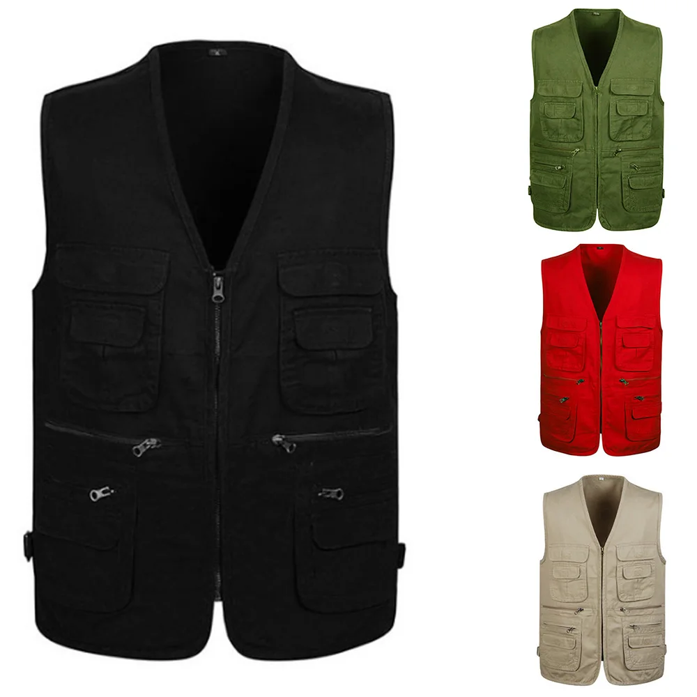 

Men Fishing Vests Multi Pocket Camera Outdoor Casual Sleeveless Summer Breathable Travelers Fishing Working Photography Vest