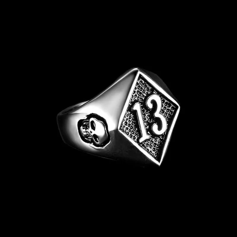 Lucky 13 кольцо 316L Нержавеющая сталь ювелирные изделия группы вечерние панк