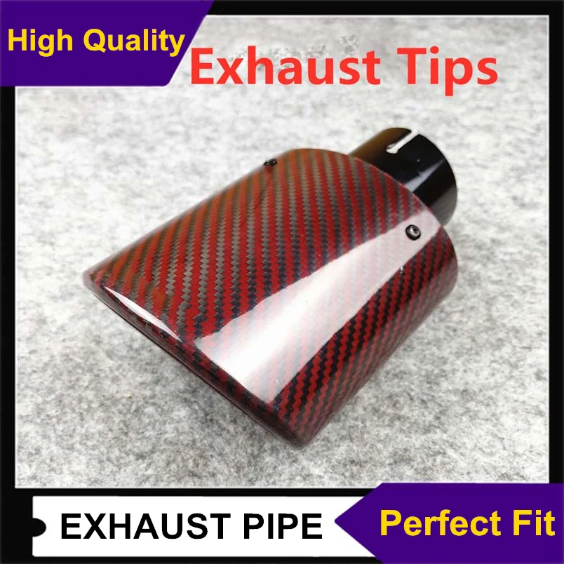 1 шт. овальные наконечники выхлопных газов из красного углеродного волокна