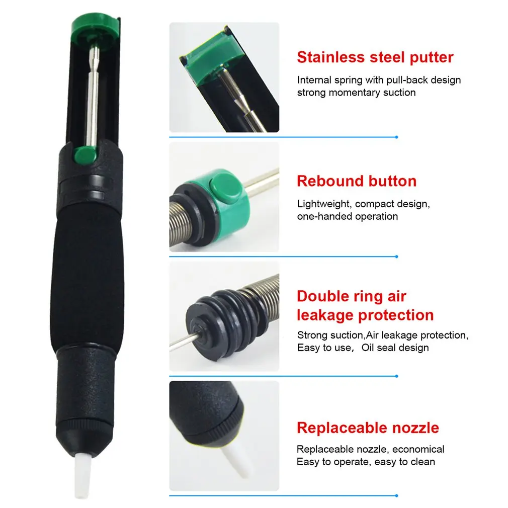 366NA Desoldering Pump Suction Tin Suckers Gun Soldering Iron Piston Solder Clean Single/Double Ring Device | Инструменты