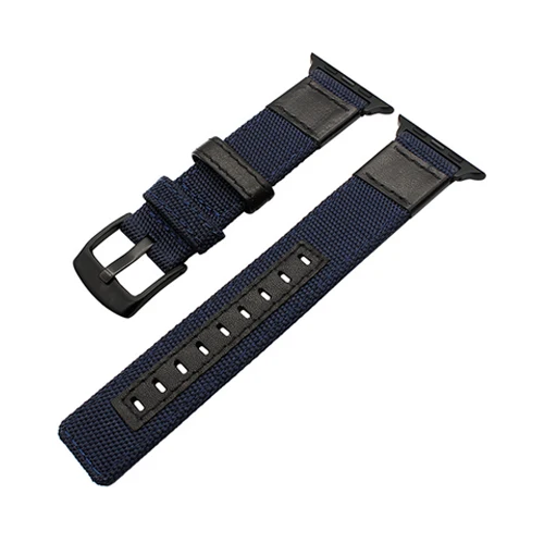 blue Нейлон+ кожаный ремешок для apple watch 3/2/1 42 мм/38 мм Наручные Классические прочная ткань металлической пряжкой браслет ремешок для часов - Цвет ремешка: blue
