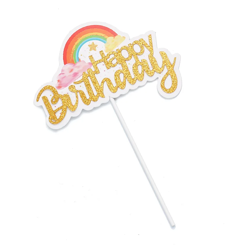 

10pcs Flash Powder Happy Birthday Cake Topper Baby Shower Child Birthday Party Decoration Balloons Clouds Rainbow Cupcake Topper