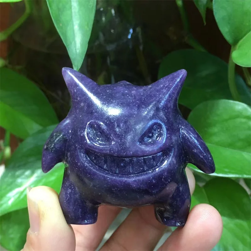 

Natural Crystal Purple Mica Cute Cartoon Carved Polished Lepidolite Animal Carvings Healing Stones Home Decor Ornament Crafts