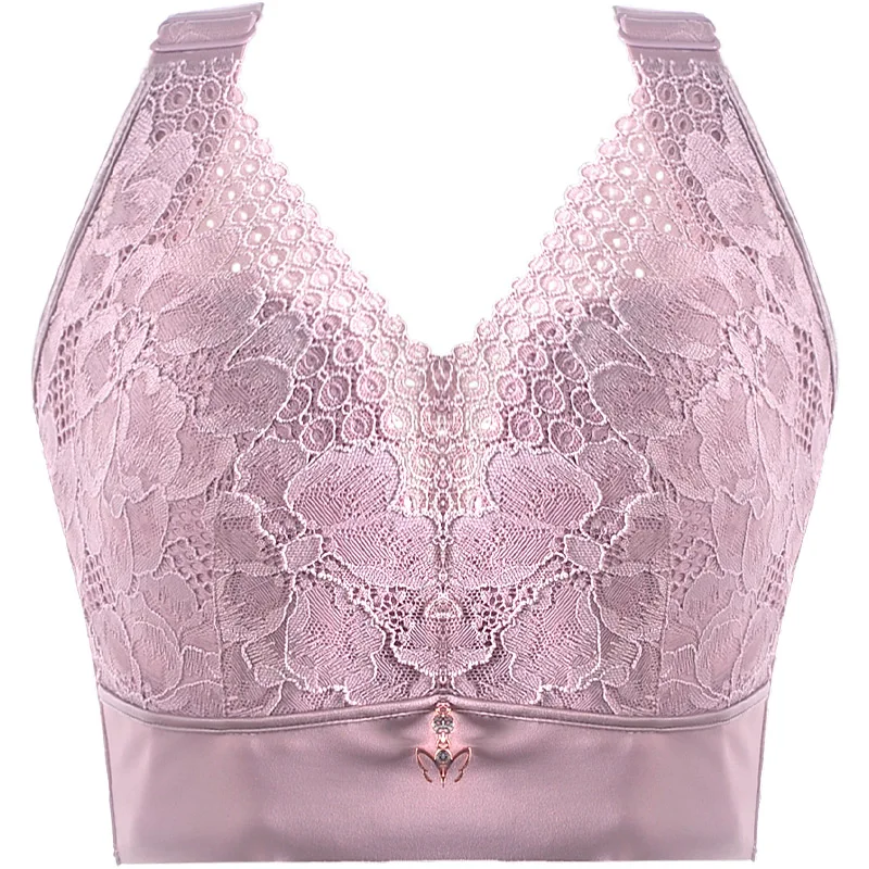 Wire Free Bra Women Plus Size Lingeire Sexy Lace Underwear Thin Cup Brassiere Femme 34 to 50