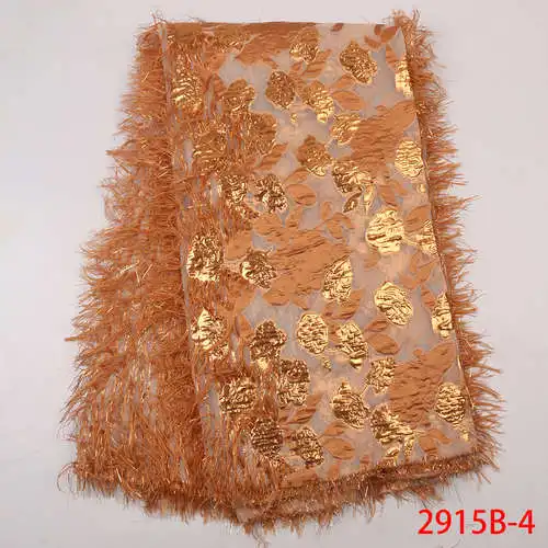 picture-4 Популярный дизайн, нигерийская кружевная ткань, парчовое кружево с перьями, Французская ткань высокого качества, вечерние кружевные материалы для шитья GD2915B-2 - Цвет: picture-4