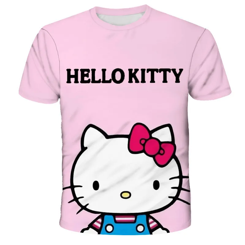 

Children's 3D printed kitten T-shirt, boys and girls fashion casual, breathable and comfortable short sleeve cartoon clothing