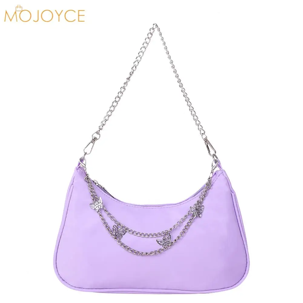 

Модные Женские однотонные сумки через плечо, повседневные женские маленькие сумки Хобо с цепочкой-бабочкой