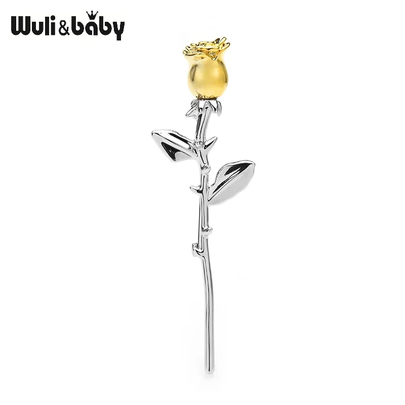 Классическая золотистая Женская Брошь Wuli & baby Подарочная булавка с цветком из