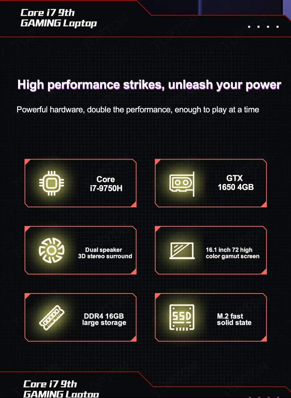 16 1 дюймовый игровой ноутбук Intel Core i9-9880H i9-8950HK i7-9750H GTX 1650 4G Мини ПК Windows 10/11 64GB 2 ТБ SSD