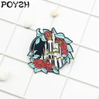 Круглая эмалированная брошь в виде венка, замка, красные булавки с цветами для лацкана, модное творчество, броши-значки в стиле панк на заказ