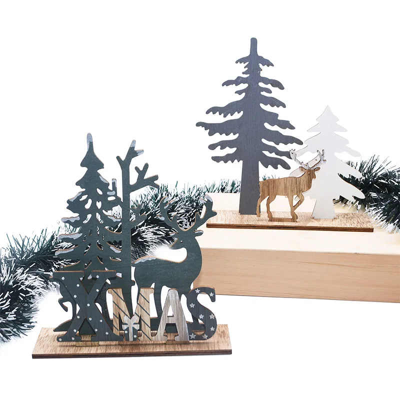 Деревянная рождественская ёлка, олень, декор для стола, креативные Diy 3D сшивание ручной работы, рождественские детские подарки, Новогодние рождественские вечерние украшения