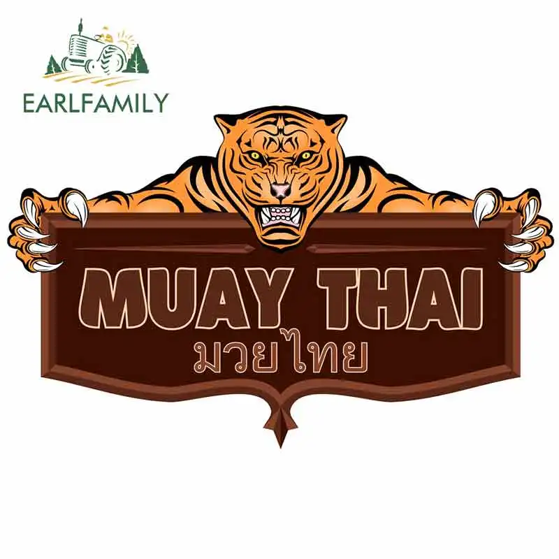 

EARLFAMILY 13 см х 8,3 см для Муай Тай тигра, водонепроницаемая наклейка для автомобиля, комическая наклейка, виниловый материал, индивидуальный кр...