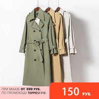 toppies 2021 spring long trench coat women double breasted slim trench coat female outwear fashion windbreaker