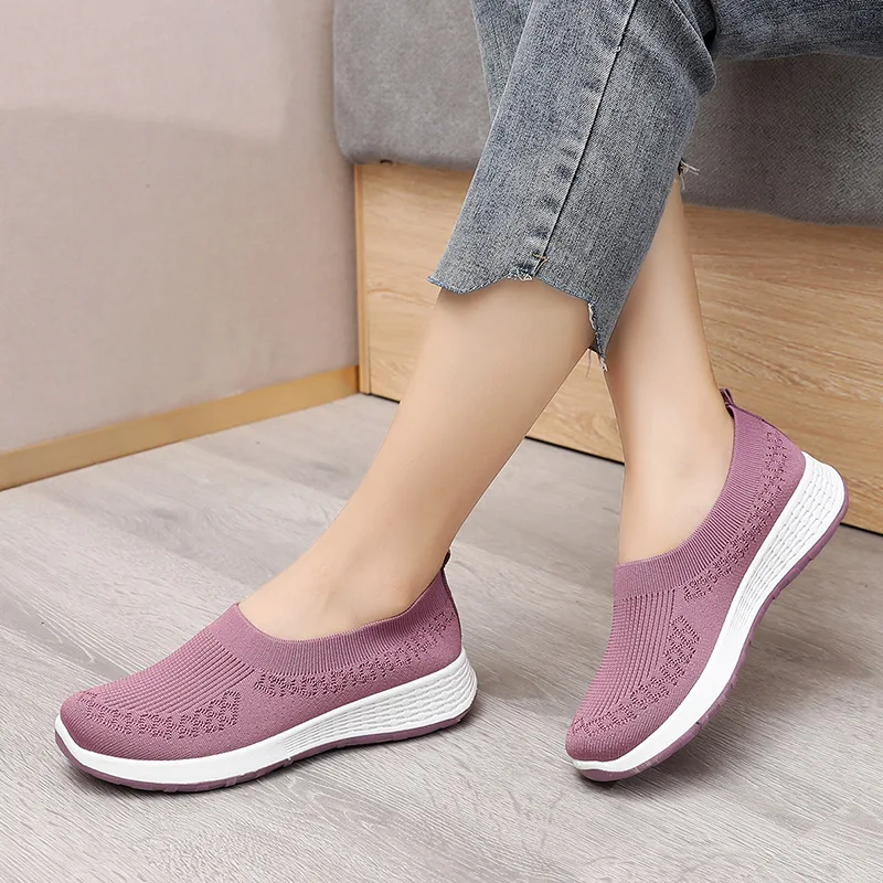 

Knit sock shoes women 2022 summer sneakers wedges footwear slip-on platform sneakers woman shoes breathable dropshipping