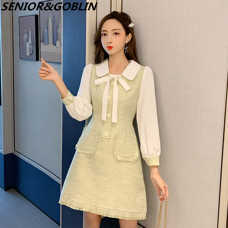 Осеннее хлопковое и льняное платье с кисточками в стиле пэчворк 2020|Женские