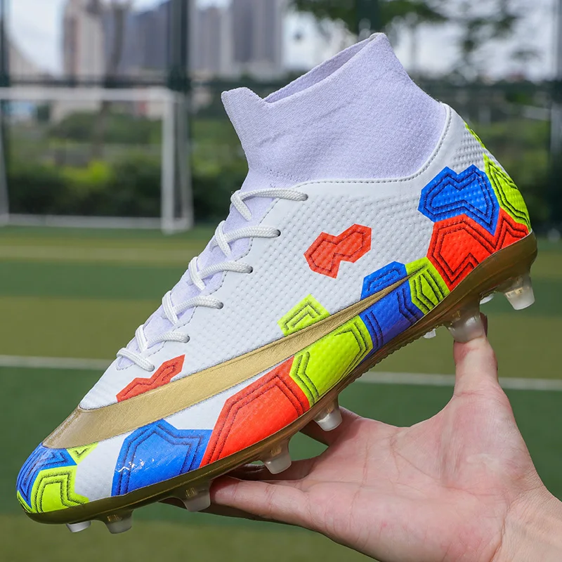 

Men Soccer Shoes Adult Kids TF/FG High Ankle Football Boots Cleats Grass Training Sport Footwear 2020 Trend Men‘s Sneakers 35-45
