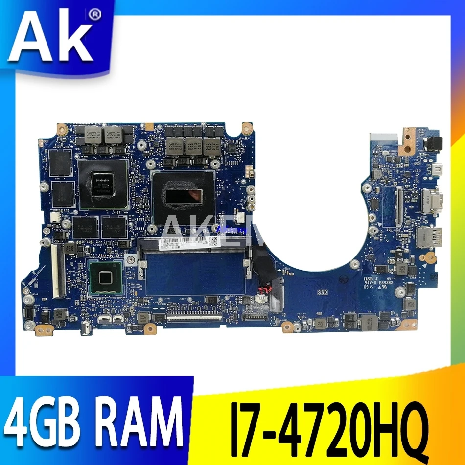 AK с I7 4720HQ 4 ГБ RAM GTX960M 4GB для Asus N501J N501JW G501JW G501J UX50JW UX501J Материнская плата ноутбука