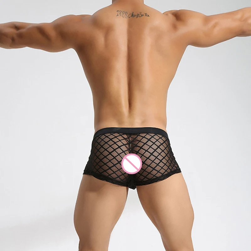 Мужские дышащие сетчатые боксеры нижнее белье в четырех углах Прозрачные