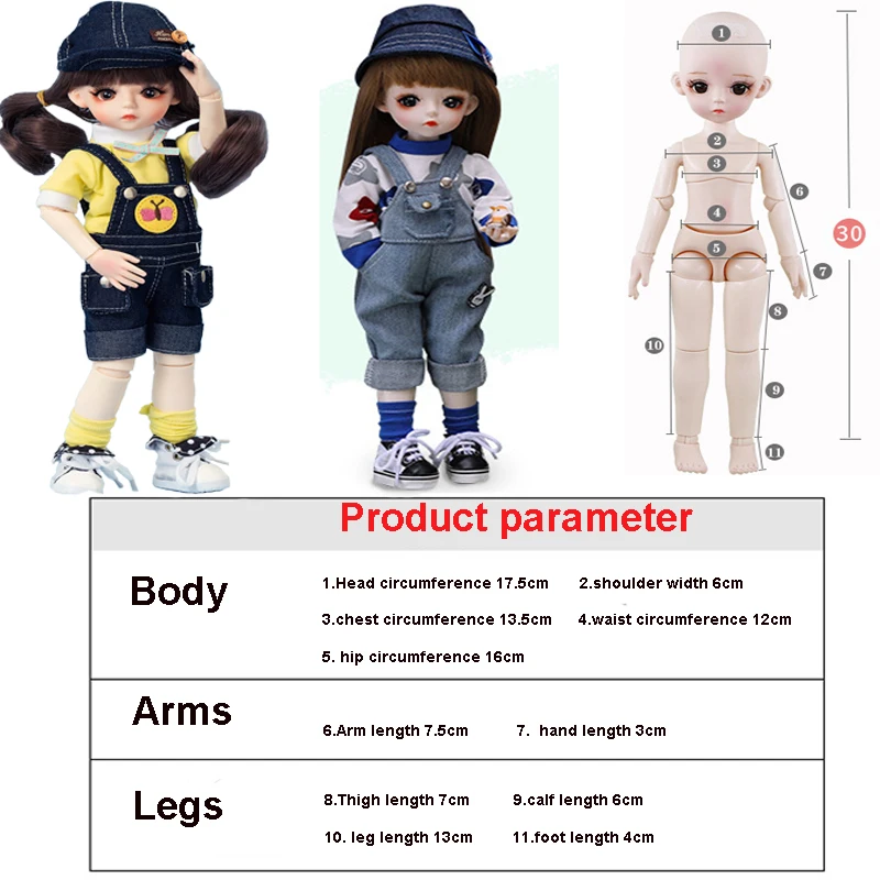 

30CM Fashion Bjd Doll 18 Joints Beauty Make Up DIY Bjd Dolls With Clothes Suit Best Gifts For Girl Handmade Beauty Toy 1/6 BJD