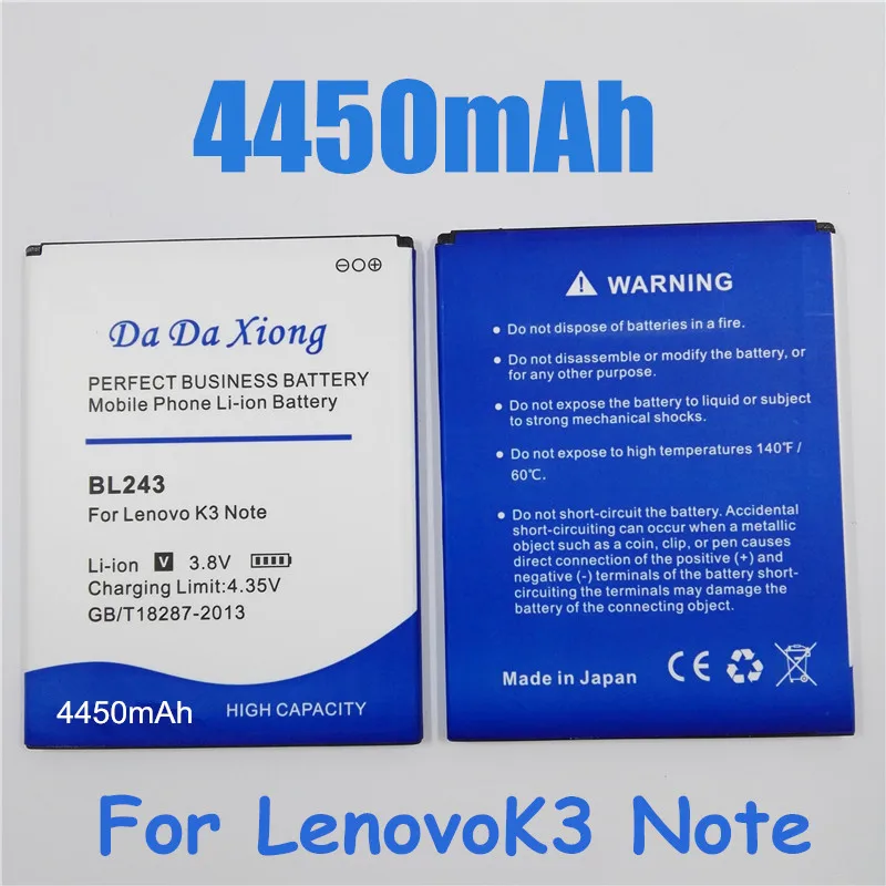4450 мА/ч, BL243 Батарея для lenovo K3 Примечание K50-T5 K50-T3S A7000 A5500 A5860 A5600 A7600