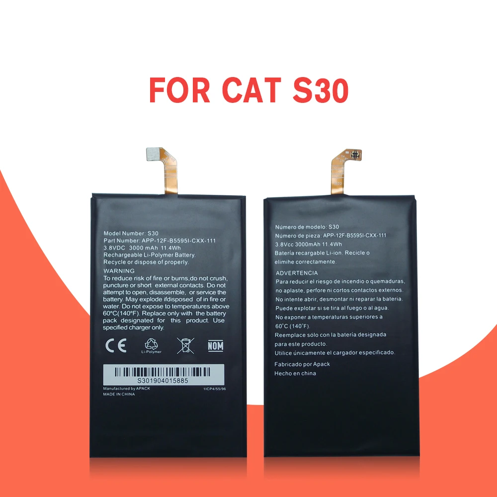 

Matmcheady for Caterpillar CAT S30 Battery 3000mah APP-12F-B5595I-CXX-111 Batteries Batteries 3000mah