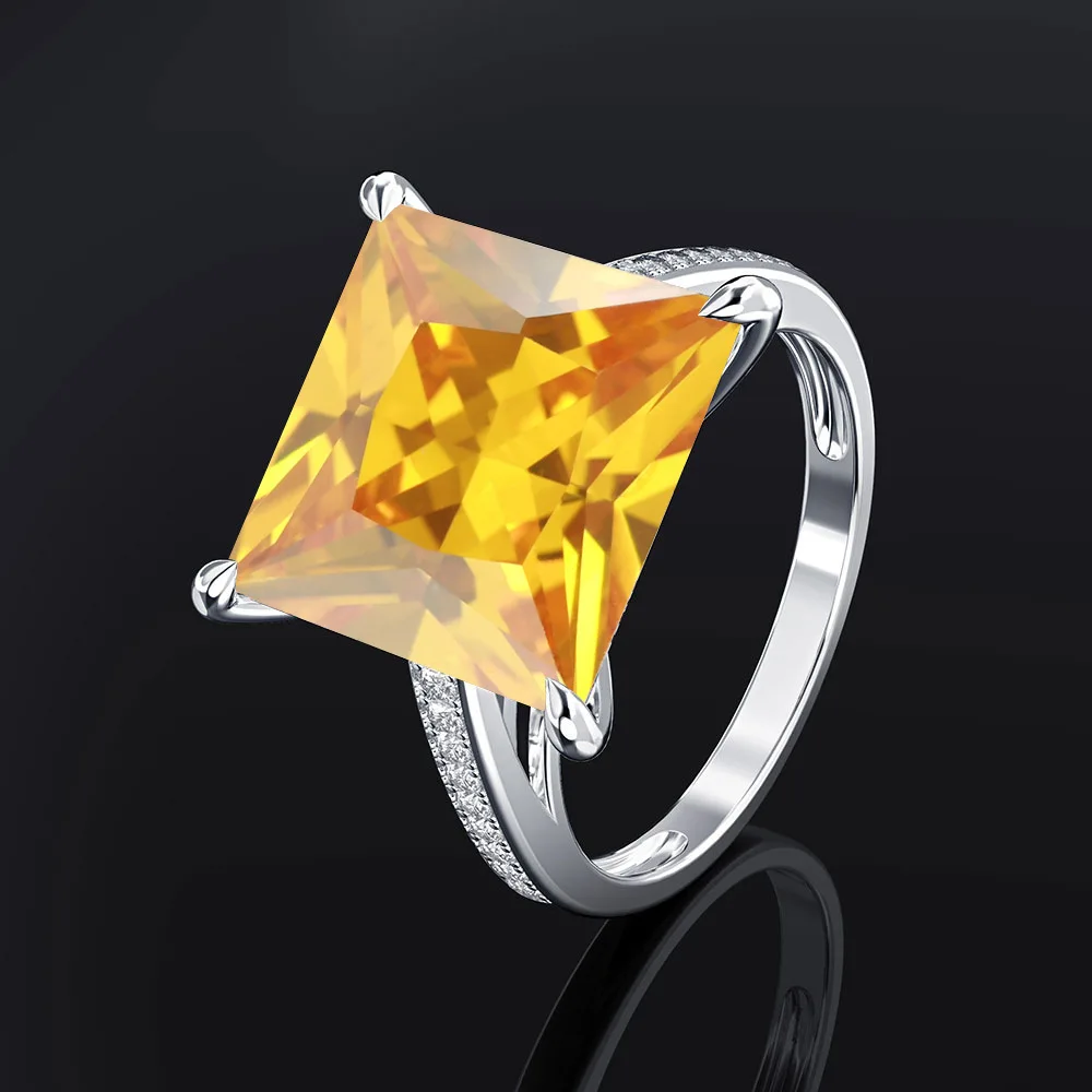 Большой площади фианит синтетический аметист розовый кварц камень цитрин кольцо