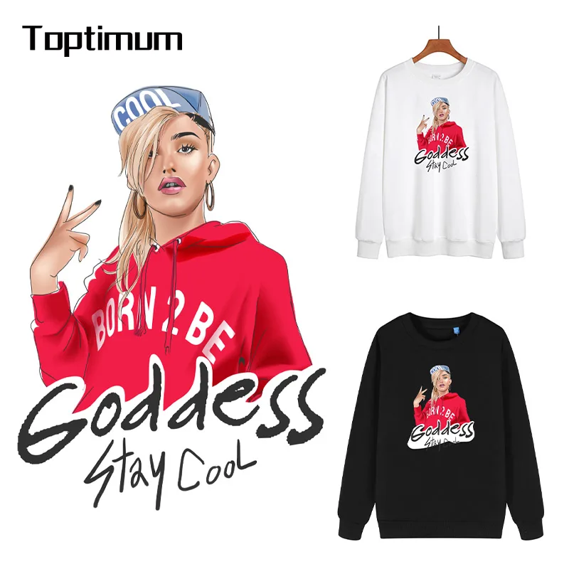 

Модная термонаклейка богиня крутая девушка нашивка на одежду термопереводная наклейка «сделай сам» футболка моющаяся наклейка с помощью у...