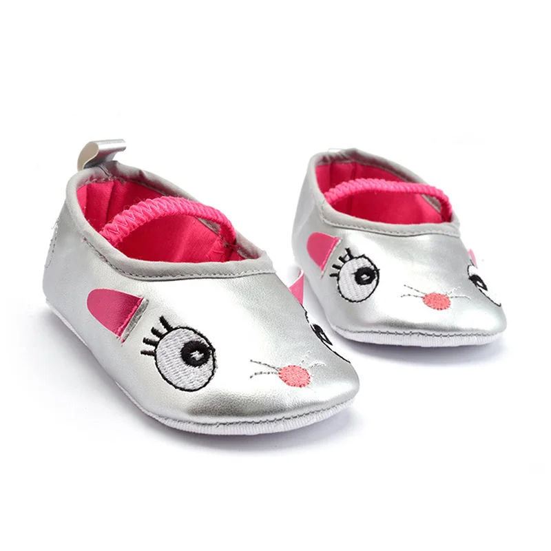Детская обувь для малышей младенцев серебряные животные мыши милые тапки анти