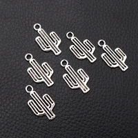30pcslot silver plated cactus charm metal pendants diy necklaces bracelets jewelry handicraft accessories 2513mm p670