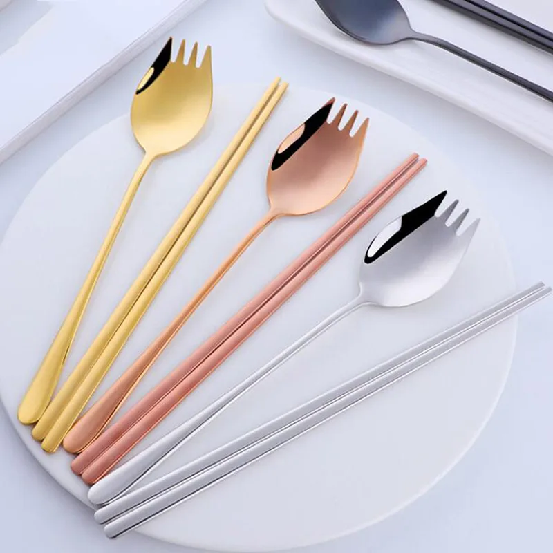 Набор столовых приборов из нержавеющей стали комплект 4 ножей золотистого и