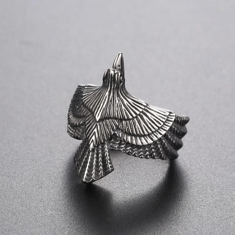 

Retro Punck Flying Eagle Ring Silver Color Titanium Steel Ring Men's and Women's Luxurious Party Anniversary Gothic Ring Jewelry