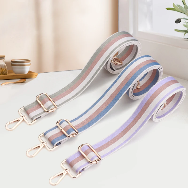 Ellovado Panelled Striped Belt Bags Strap for Women Fashion Adjustable Shoulder Handbag Strap Decorative Bags Accessories