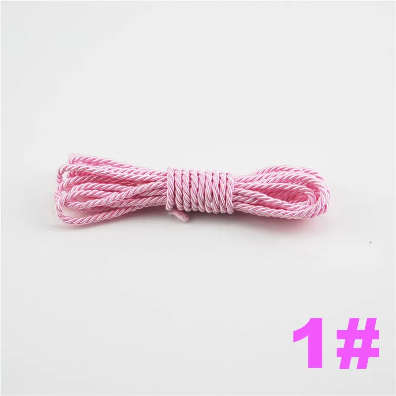 DIY Cord Jewelry findings 3 мм сплошной цвет 3 плетеный шнур декоративная скрученная атласная полиэфирная нить 100 м/шт. DS217 - Цвет: 1