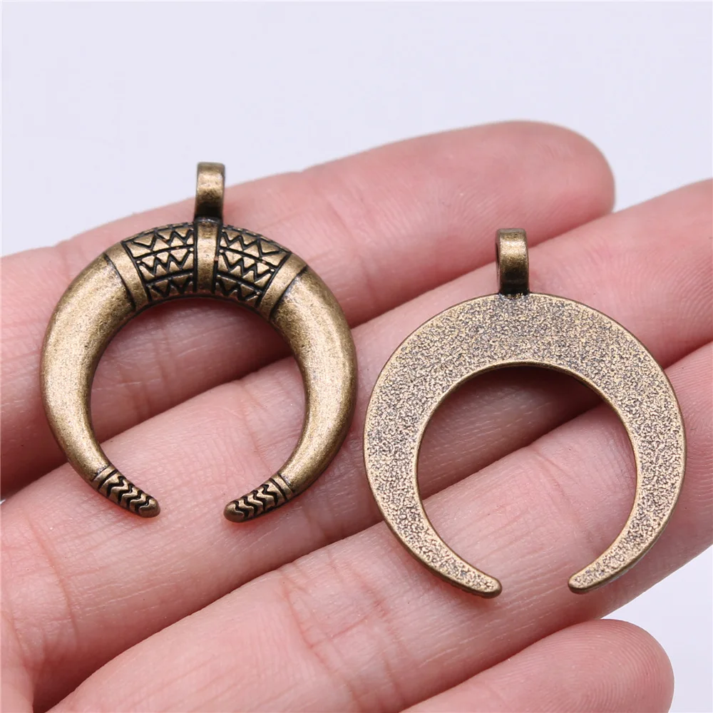 Подвески в виде полумесяца и Рожков бронзового цвета в античном стиле A13420, 10 шт., 34x27 мм, для изготовления ювелирных изделий