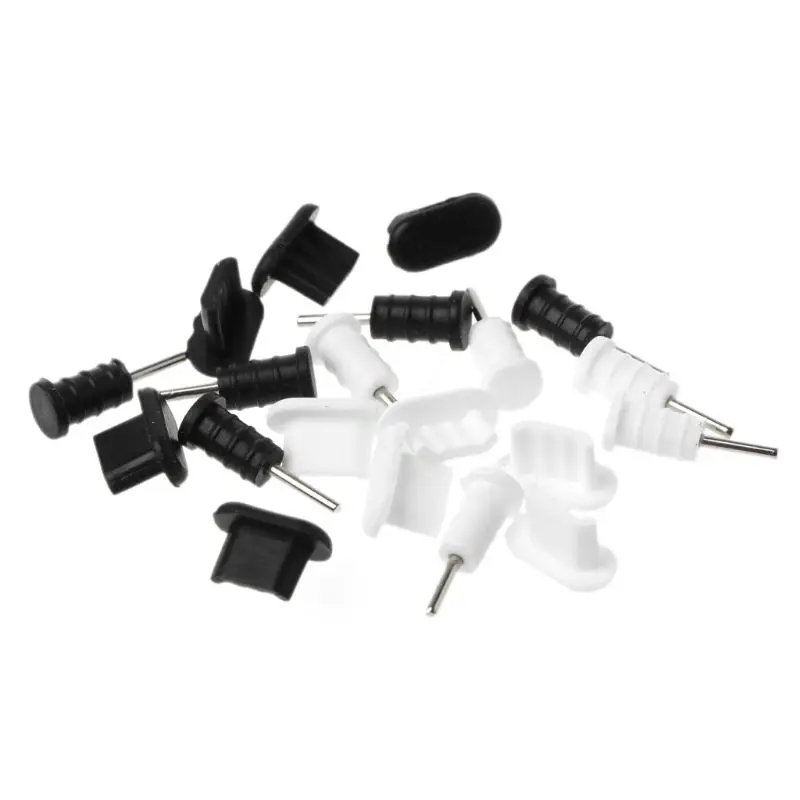 

P82F 10 Sets Charging Port Micro USB Plug Protection 3.5mm Earphone Jacksets Dustproof SIM Card Removal Tool for Android Smart