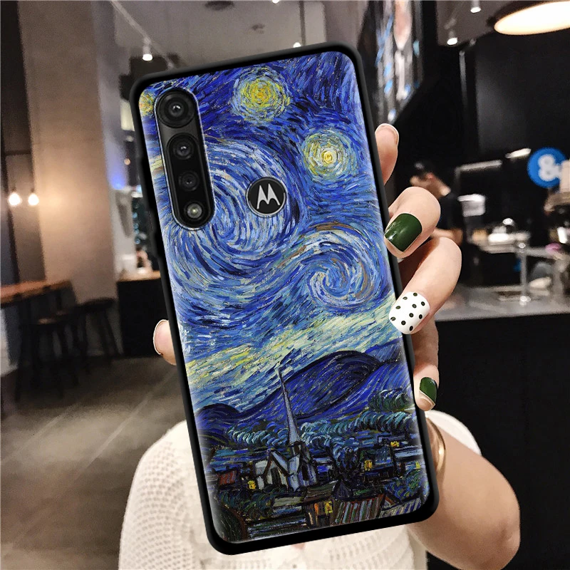 starry night van gogh for moto g8 g9 play e7 plus power lite one fusion e6s edge g stylus phone case silicone shell coque free global shipping