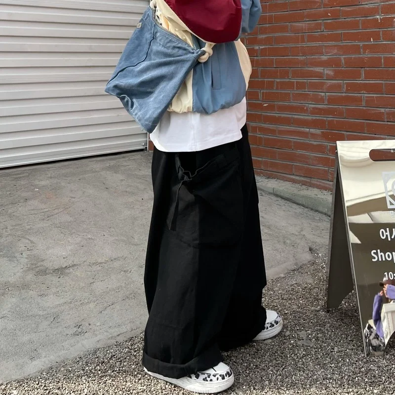 HOUZHOU Harajuku уличные брюки карго зеленые женские хиппи оверсайз коричневые широкие