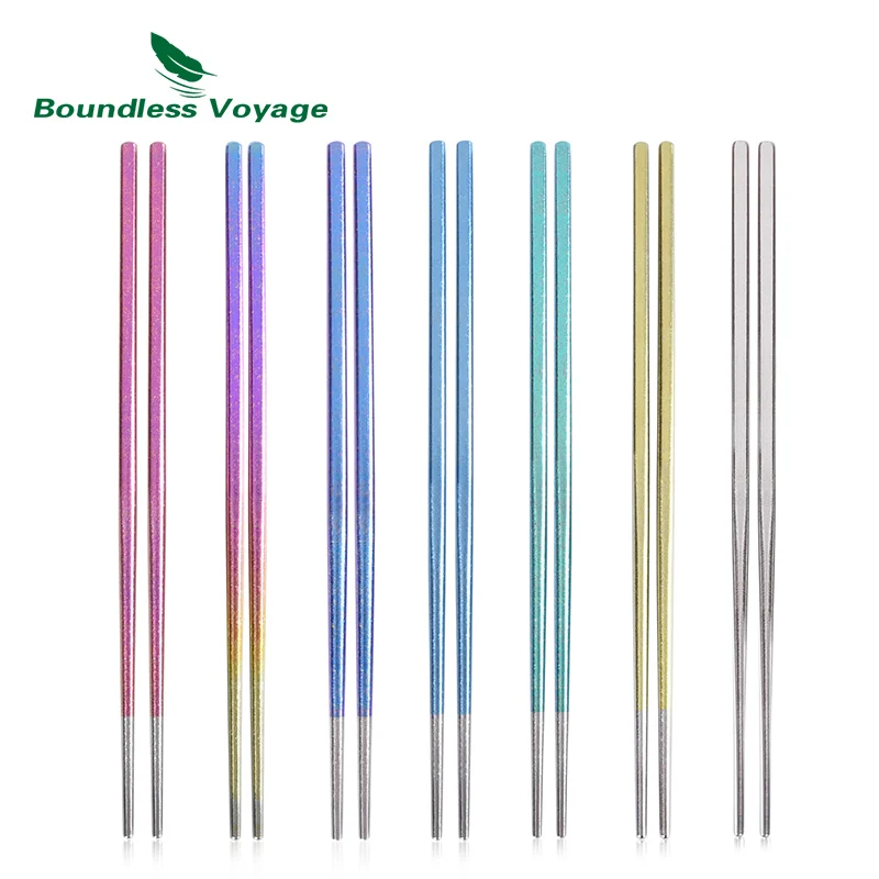 

Boundless Voyage Colorful Titanium Square Chopsticks Outdoor Camping Daily Ultralight Curlery only 15g