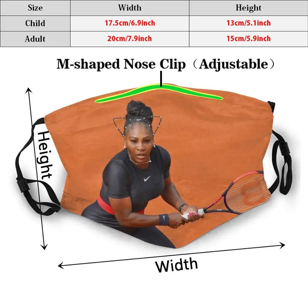 Serena Williams Ready For Battle Print Washable Filter Anti Dust Mouth Mask Sports Sport Legends Legendary Athlete Hero | Аксессуары для