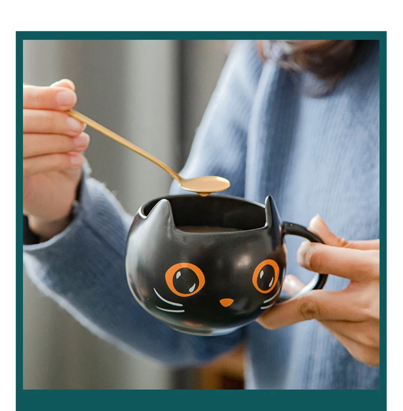 Персонализированная Милая чашка с изображением таинственного черного кота