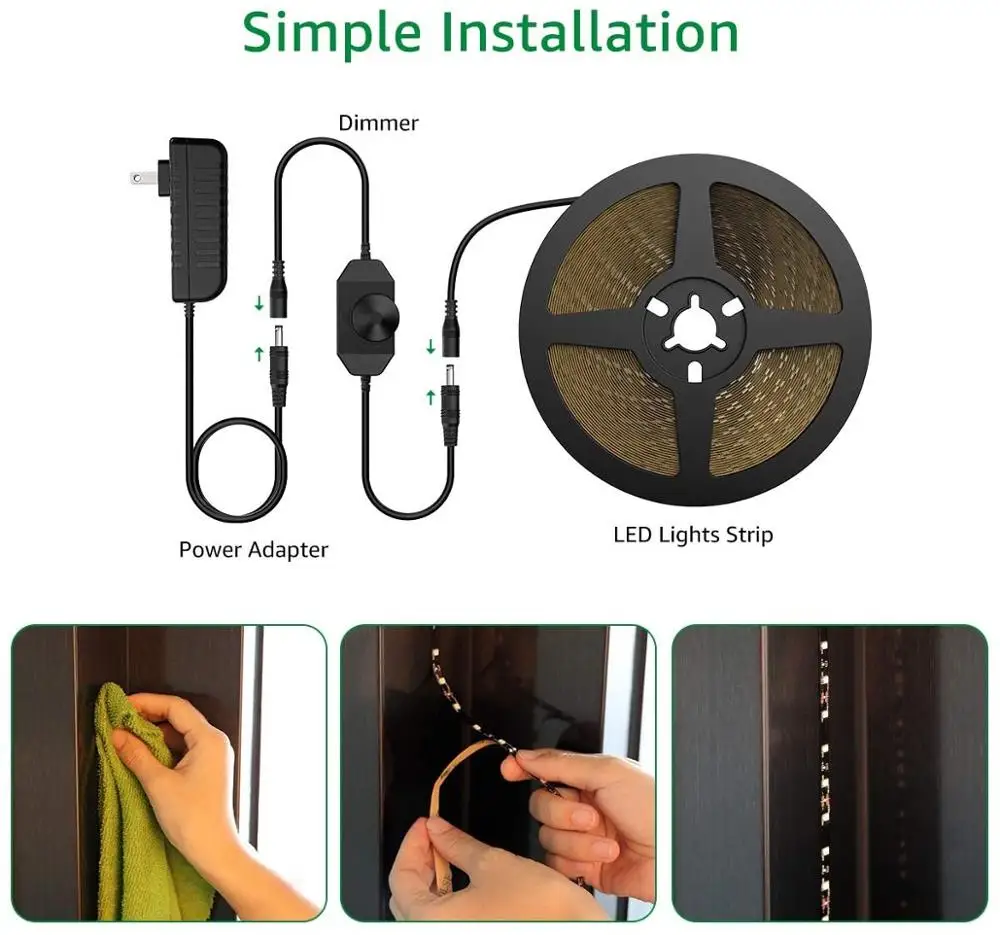 32 8 фута светодиодные полосы света теплый белый Диммируемый 12V гибкий под шкафом
